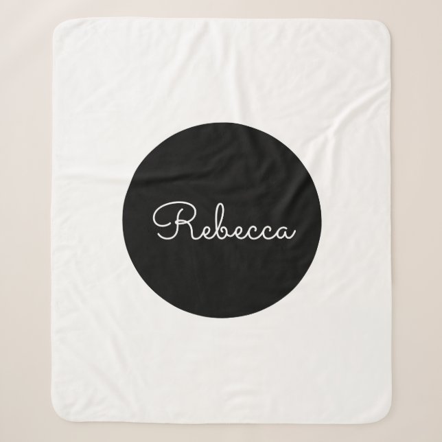 Cobertor Sherpa Design Retro-Moderno de Roteiro Branco Editável Le (Frente)