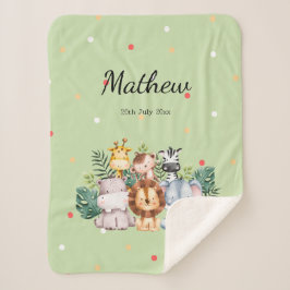 Cobertor Sherpa Design Safari Monograma bolinhas Adoráveis Verde