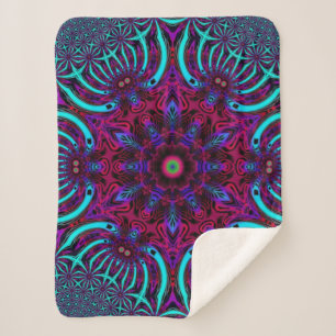 Cobertor Sherpa design único de flor de trippy