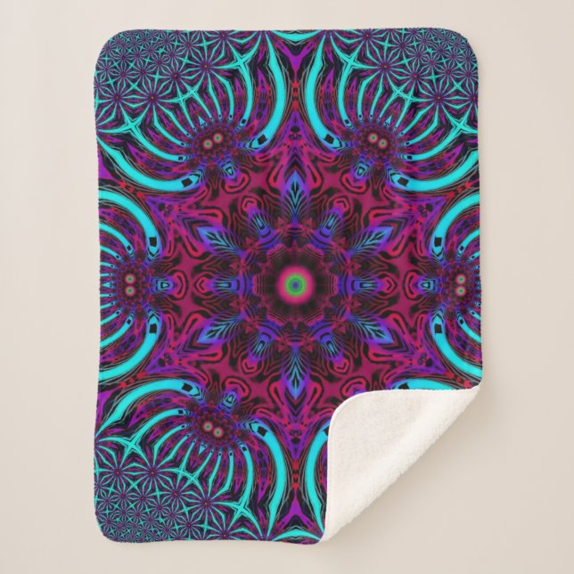 Cobertor Sherpa design único de flor de trippy (Frente)