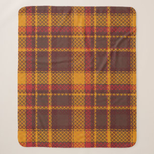 Cobertor Sherpa Design Xadrez Amarelo Mostarda e Ferrugem Aconcheg
