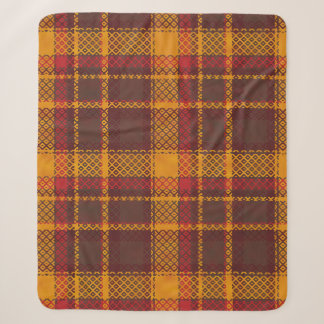 Cobertor Sherpa Design Xadrez Amarelo Mostarda e Ferrugem Aconcheg