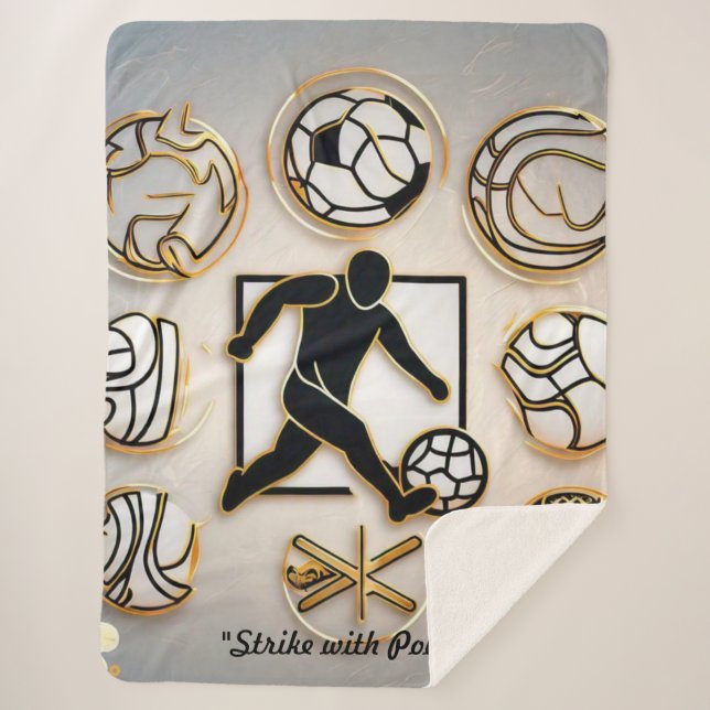 Cobertor Sherpa "Designs Gráficos de Futebol" (Frente)