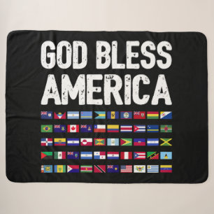 Cobertor Sherpa Deus Abençoe a América Orgulho Latino Todos os Paí
