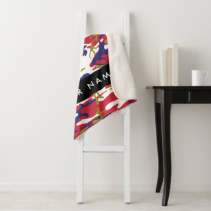 Cobertor Sherpa Dia da Independência Camuflagem Seu nome Personali