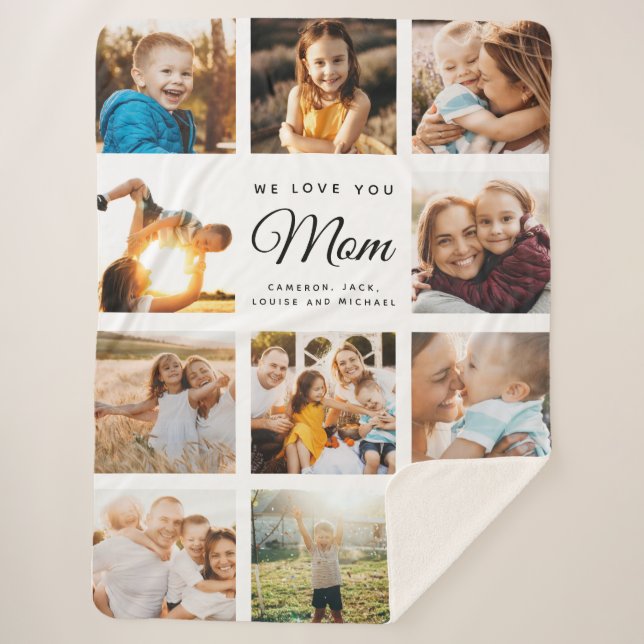 Cobertor Sherpa Dia de as mães de Colagem de Fotos da Família Mode (Frente)