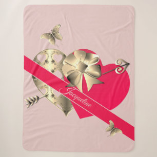 Cobertor Sherpa Dia de os namorados Corações Rosa Sherpa Blanket