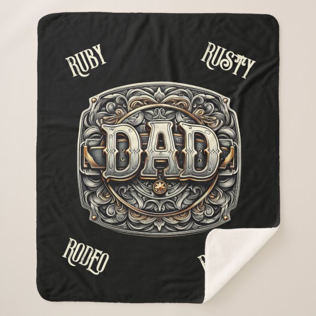 Cobertor Sherpa Dia de os pais de PAI de cowboy ocidental (Frente)