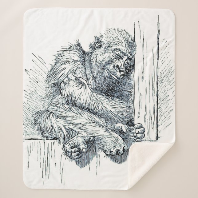Cobertor Sherpa Dia do Descanso - Jovem Ape Gorilla Blanket (Frente)