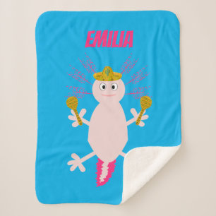 Cobertor Sherpa Dia do Nome Personalizado Axolotl Mexicano Morto