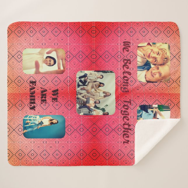 Cobertor Sherpa Diamante Vermelho Suave da Foto Retroativa (Frente (Horizontal))