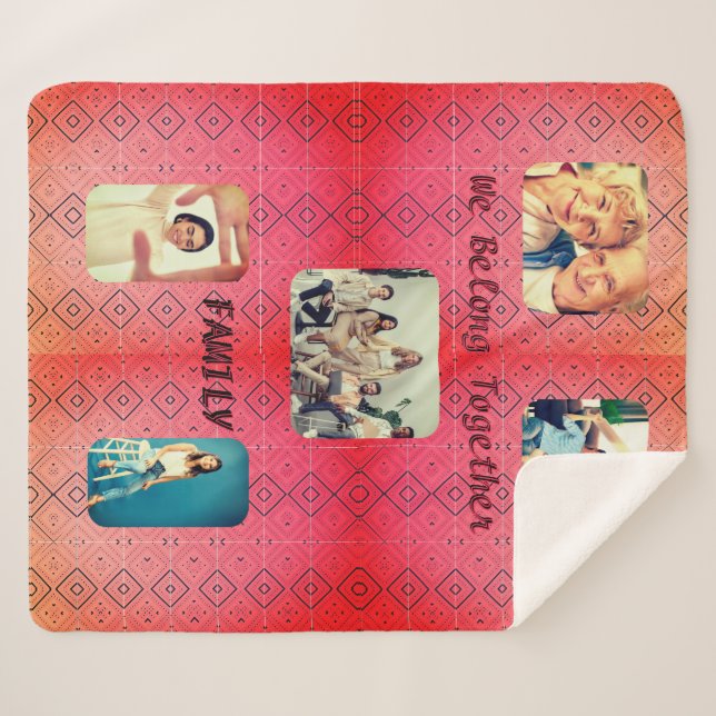 Cobertor Sherpa Diamante Vermelho Suave da Foto Retroativa (Frente (Horizontal))