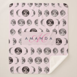 Cobertor Sherpa Dicas de Fases da Lua do Sonho Imaginoso Monograma