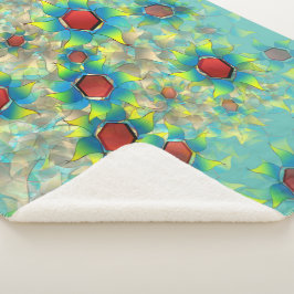 Cobertor Sherpa Diferentes flores virtuais, pétalas azuladas sobre