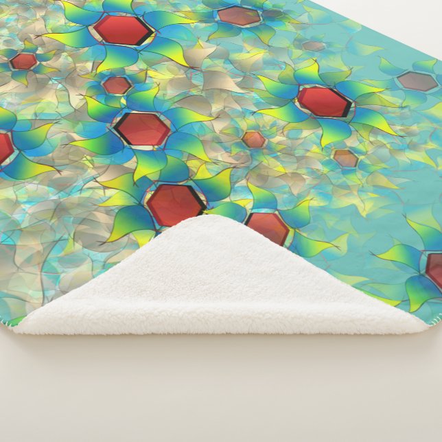 Cobertor Sherpa Diferentes flores virtuais, pétalas azuladas sobre (3/4)