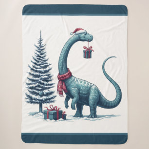 Cobertor Sherpa dinossauro Brontosauro de Natal