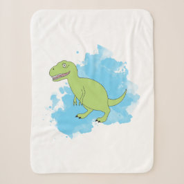 Cobertor Sherpa Dinossauro com Design de Fundo de Aquarela