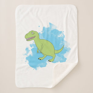 Cobertor Sherpa Dinossauro com Design de Fundo de Aquarela