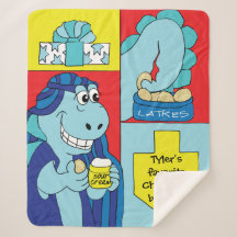 Dinossauro Hanukkah Sherpa Blanket/Médio