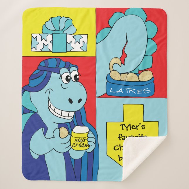 Cobertor Sherpa Dinossauro Hanukkah Sherpa Blanket/Médio (Frente)