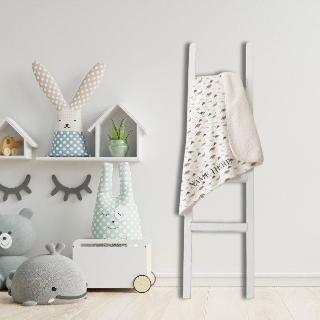 Cobertor Sherpa Dinossauro Moderno Personalizado Sherpa Blanket (Modern Dino Sherpa Blanket
)