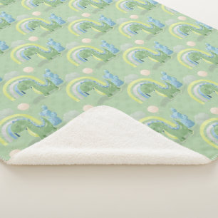 Cobertor Sherpa Dinossauro Verde e Azul Menino Sherpa Blanket