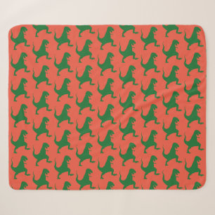 Cobertor Sherpa Dinossauro Verde Laranja Natal Sherpa Blanket