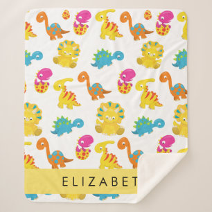 Cobertor Sherpa Dinossauros Bonitos, Padrão De Dinossauros, Seu No