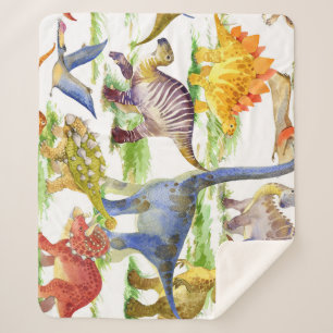 Cobertor Sherpa Dinossauros Cachorros Arte Sem Costura