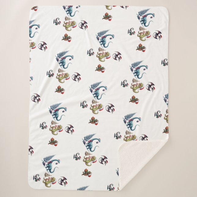 Cobertor Sherpa Dinossauros de Natal bonitos (Frente)