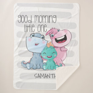 Cobertor Sherpa Dinossauros fofinhos personalizados bebê ou filho