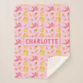 Cobertor Sherpa Dinossauros Personalizados para Garota-Bebê