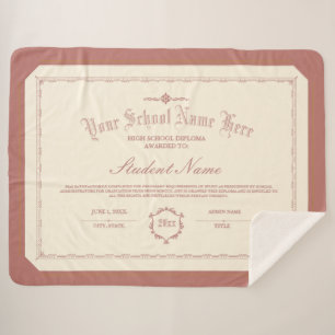 Cobertor Sherpa Diploma Personalizado Tradicional Vermelho Suave