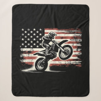 Cobertor Sherpa Dirt Bike American Flag Motocross Biker Vintage EU