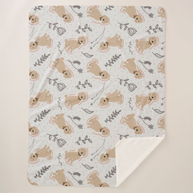 Cobertor Sherpa Diversão Labradoodle Mão Desenhada Sherpa Blanket (Frente)