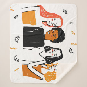 Cobertor Sherpa Diversas garotas, várias nacionalidades juntas.