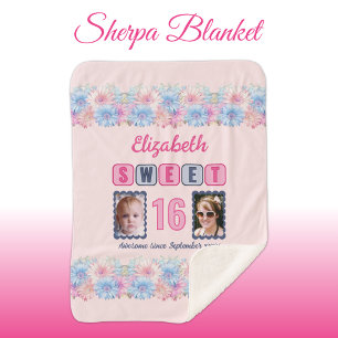 Cobertor Sherpa Doce 16 2 fotograma data flores rosa