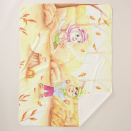 Cobertor Sherpa Doce caminhada do outono na floresta