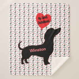 Cobertor Sherpa Doce Dachshund: Balão do Coração