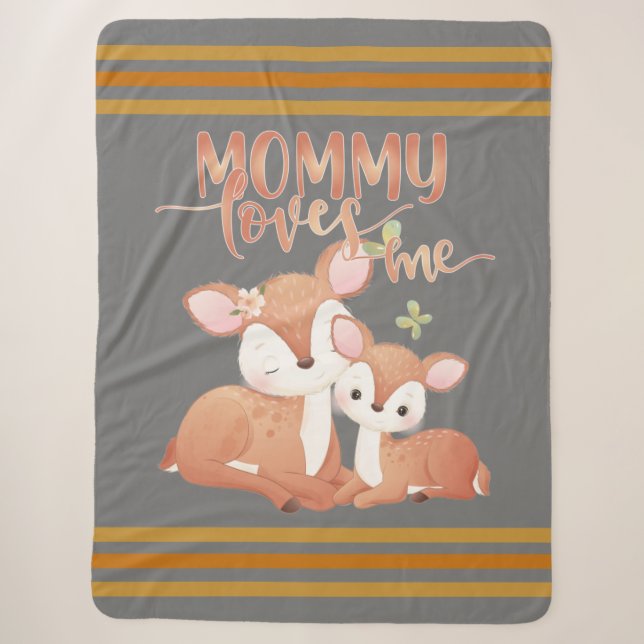 Cobertor Sherpa Doe Deer and Fawn Mamãe me ama (Frente)