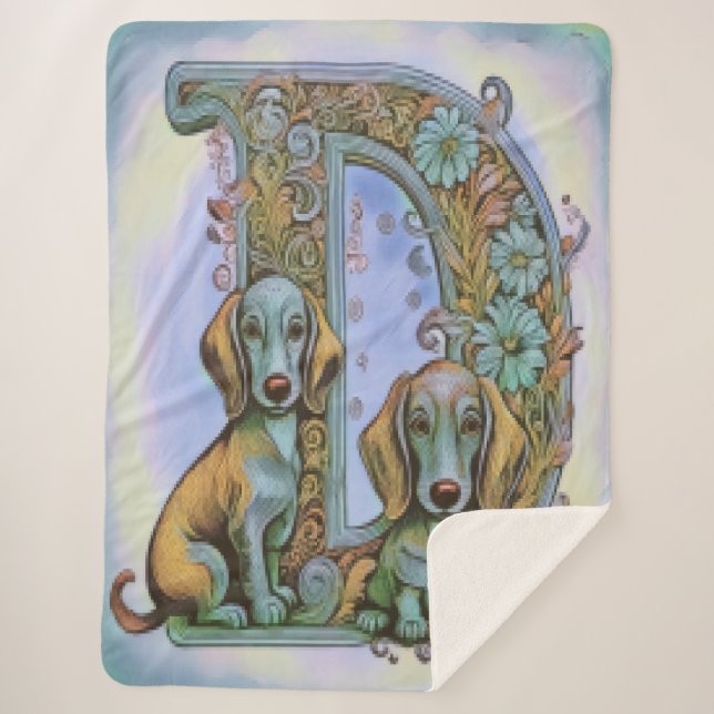 Cobertor Sherpa Dog D Alfabet  (Frente)