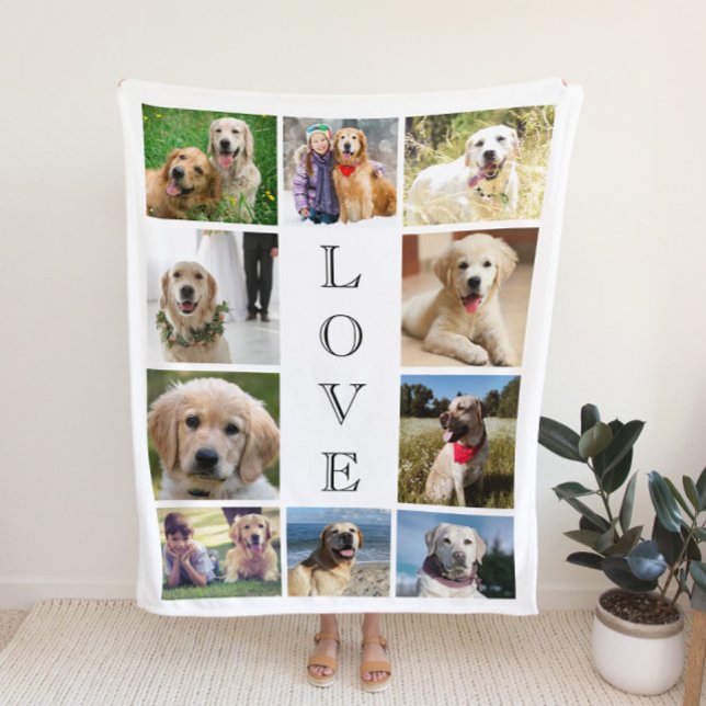 Cobertor Sherpa Dog Love 10 Photo Collage (Criador carregado)