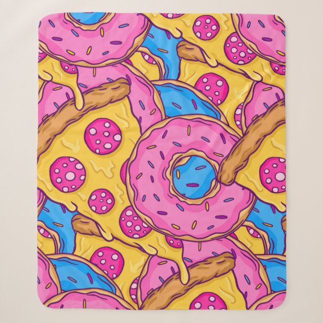 Cobertor Sherpa donuts de pizza de rosquinha rosa (Frente)