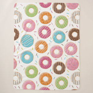 Cobertor Sherpa Donuts rosa azul e mordidas padrão chocolate