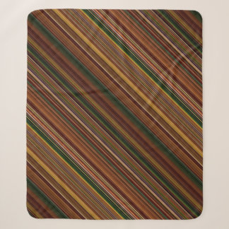 Cobertor Sherpa Dossel de Outono Marrom e Verde Listrado