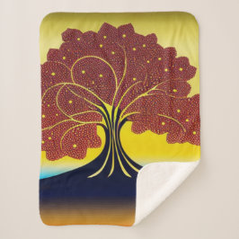 Cobertor Sherpa Dourada árvore no vento