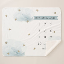 Douradas estrelas e nuvens Blue Boy Mensalmente