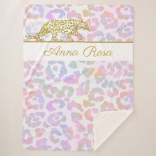 Cobertor Sherpa *~* Douradas Manchas Cortantes de Pastel Leopardo