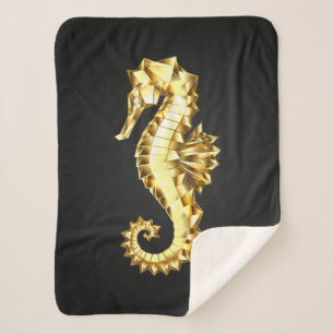 Cobertor Sherpa Dourado Cavalo de Mar Poligonal