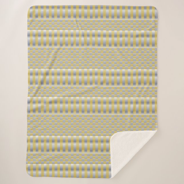 Cobertor Sherpa Dourado e prateado (verificadores e riscas) (Frente)